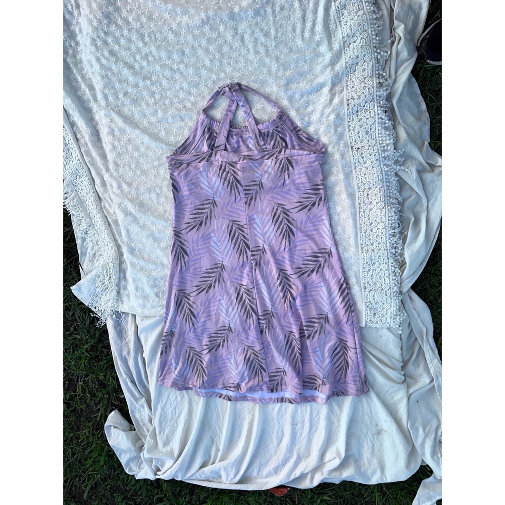 Balance Collection Women's Size L Purple Leaf Print Athletic Dress - Picture 3 of 3